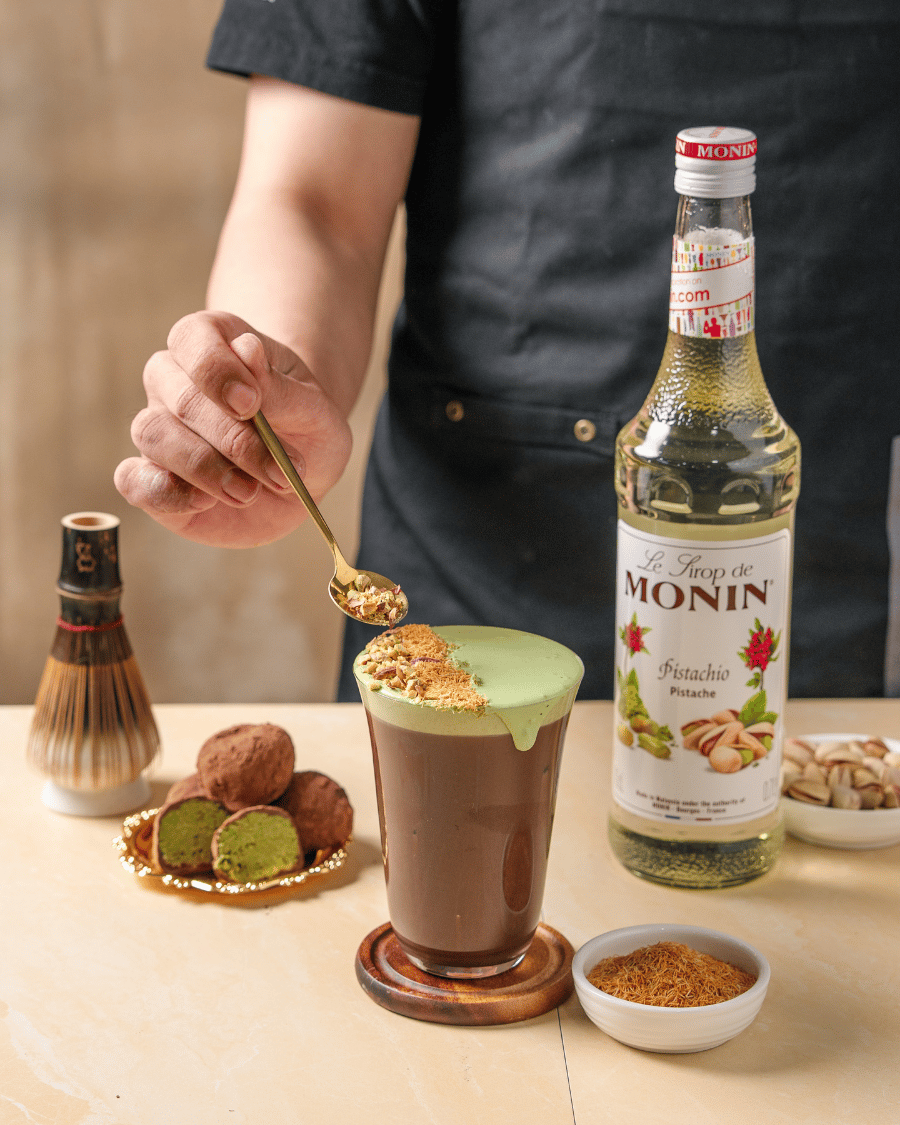 Pistachio Matcha Iced Chocolate